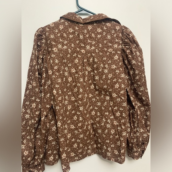 NWT Lollys Laundry Copenhagen brown and white floral button up blouse - Picture 2 of 7